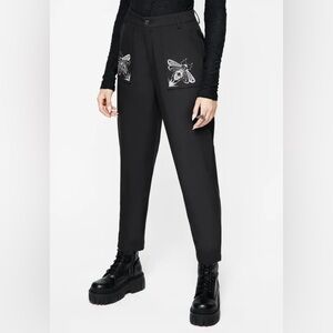 Disturbia Marsilea Fern Embroidered Tapered Tailored Trousers